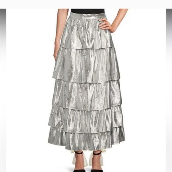Antonio Melani X Born on Fifth Aurelia silver metallic a line skirt size 6 NWT - Picture 1 of 4